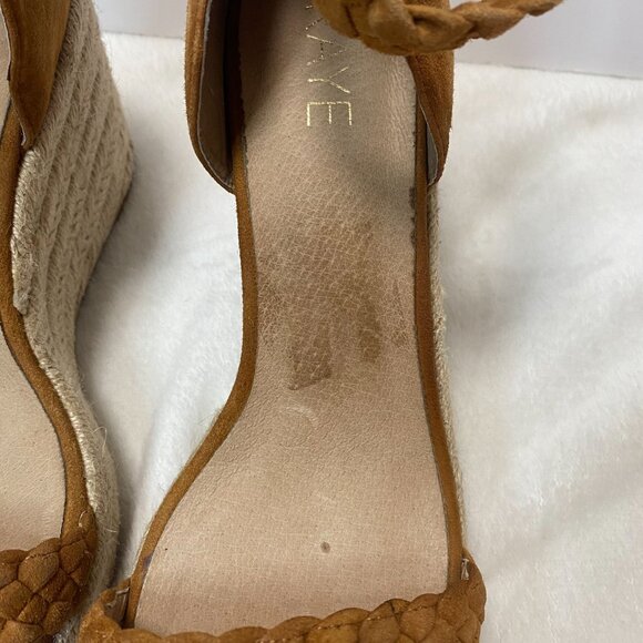 Raye Braided Suede Espadrille Wedges with Ankle Strap Tan/Beige Size 39.5/US 8.5 - Picture 15 of 15